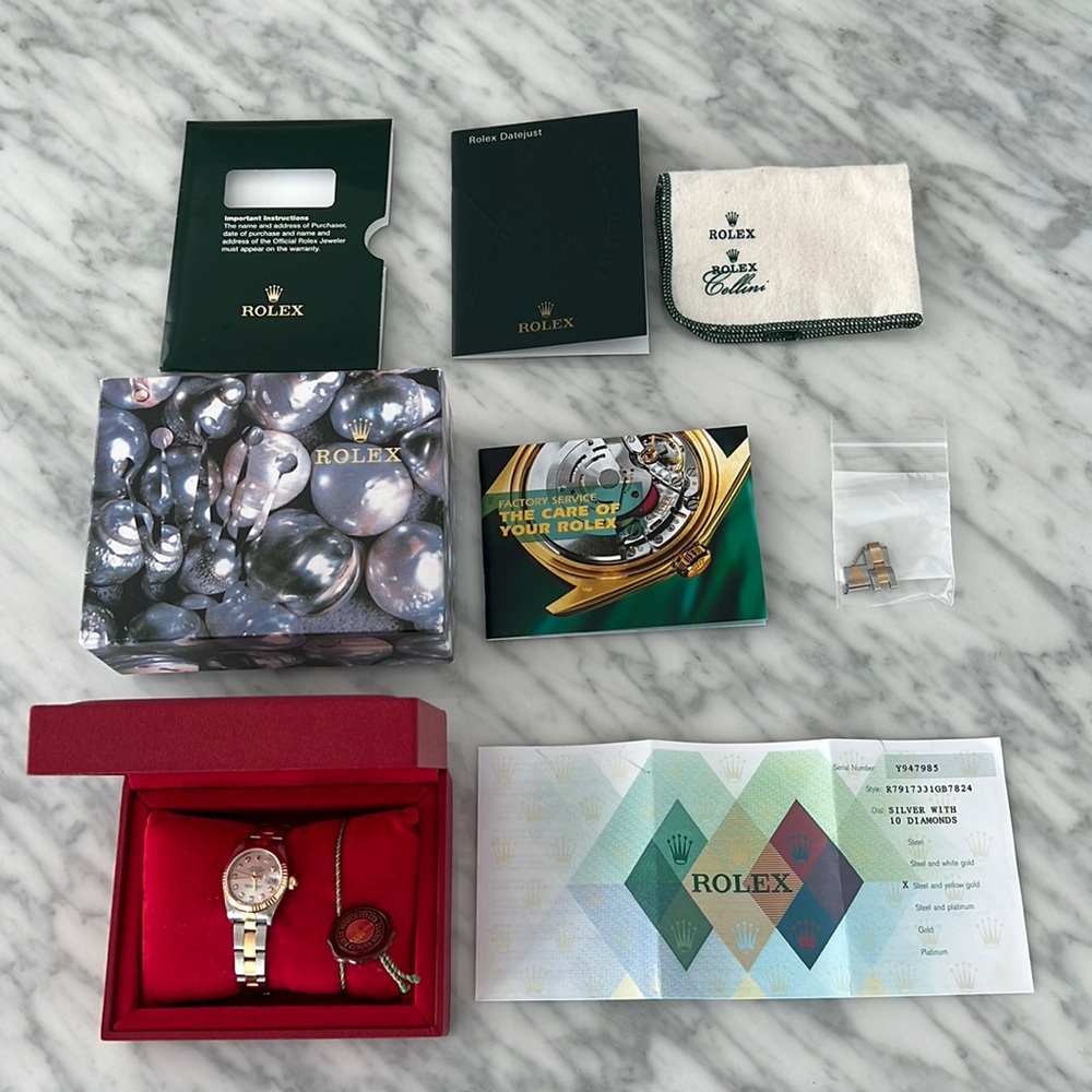 Rolex SS  18K Yellow Gold Oyster Perpetual Lady Datejust Watch with 10 diamonds